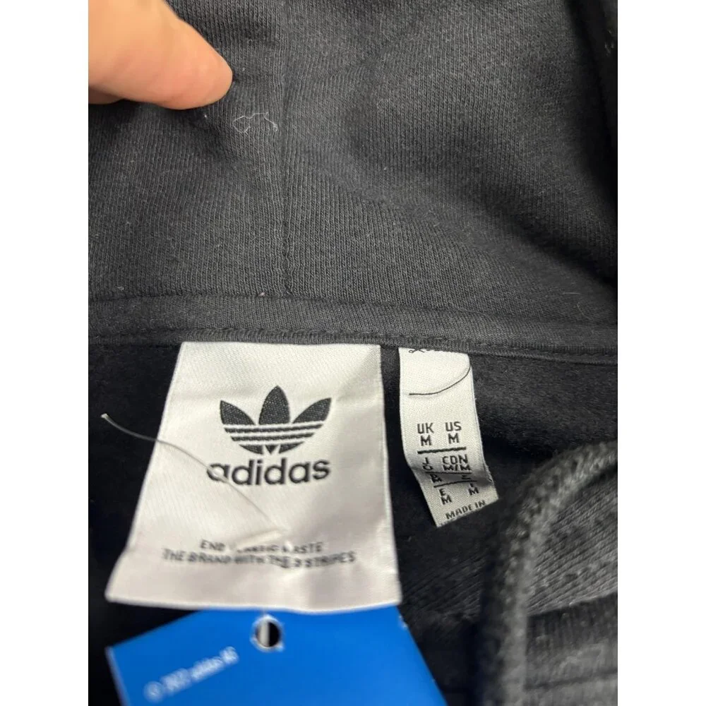 Adidas‎ Hoodie Mens Medium Black Pullover Fleece Sweatshirt Trefoil Graphic Logo